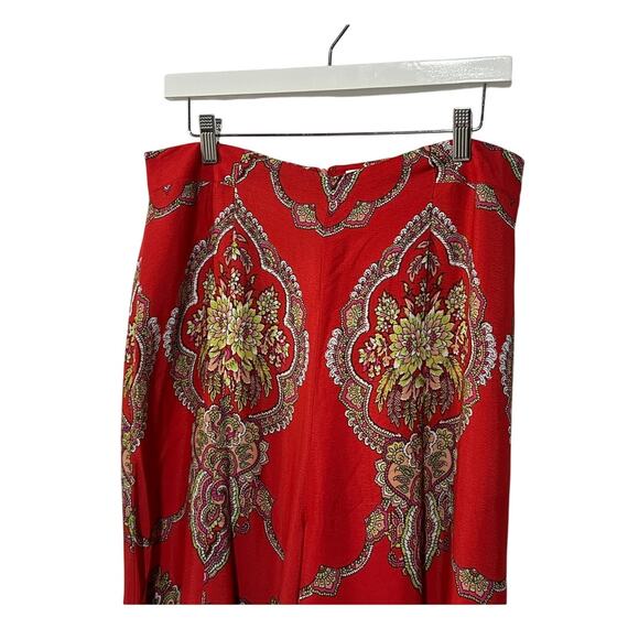 ANTHROPOLOGIE ETT: TWA WOMENS SIZE 12 MANON PAISLEY HIGH RISE WIDE LEG PANTS RED - Picture 5 of 12